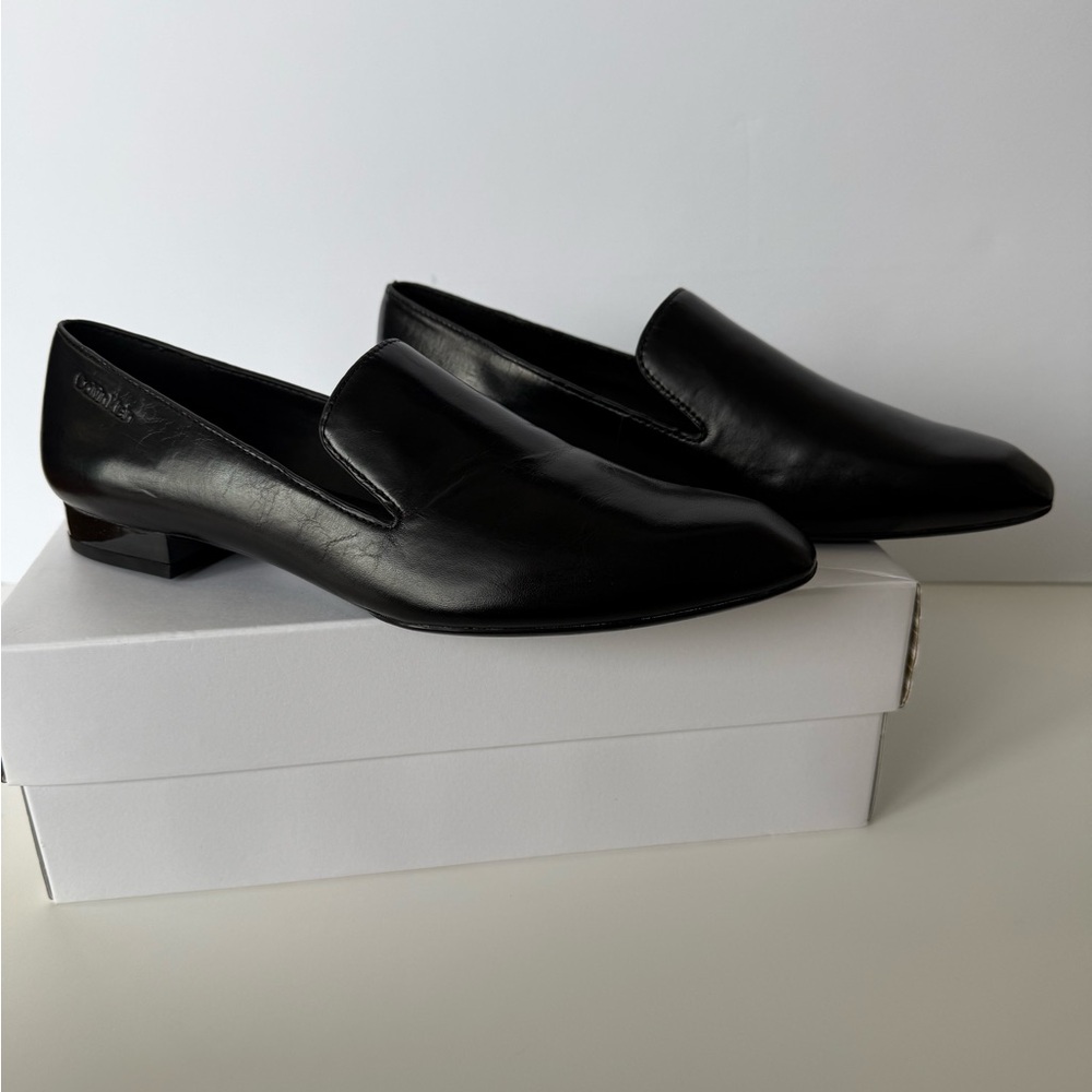 NIB Calvin Klein Maciel Cloe Black Leather Loafer US Women's 7M